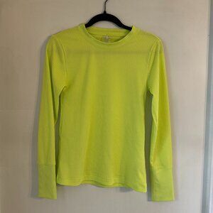 Calia Lime Green Ribbed Long Sleeve Top